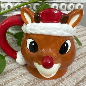 Rudolph The Red Nosed Reindeer 3-D Ceramic Christmas Mug Cup 14oz New w Tag